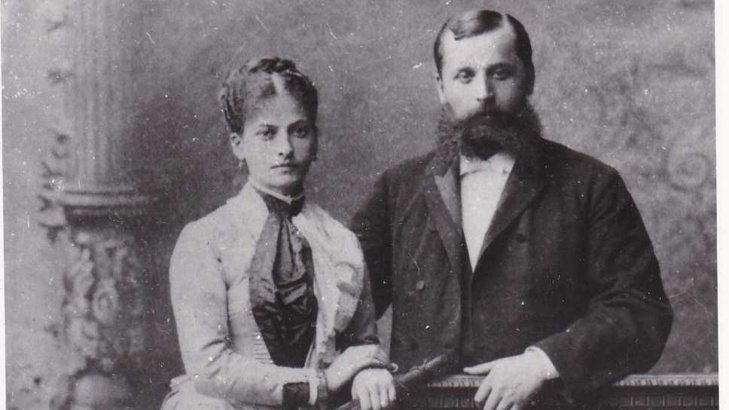 Георги Кандиларов и съпругата му Анна през 1887 г. в Солун. (НБКМ БИА)