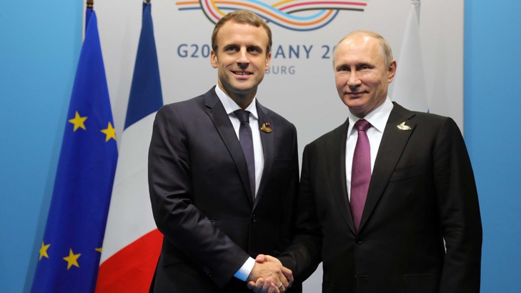 Руският президент Владимир Путин и френският му колега Еманюел Макрон