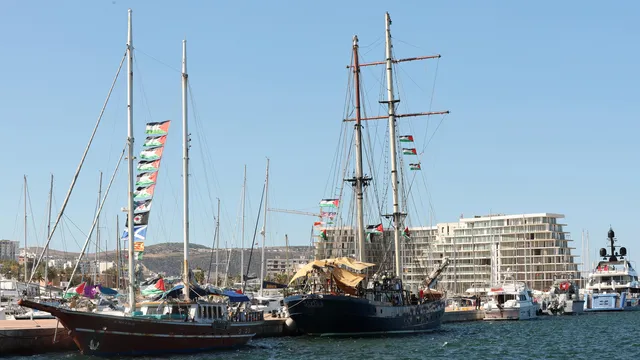 Two ships set sail from Greece to join the flotilla carrying aid to Gaza